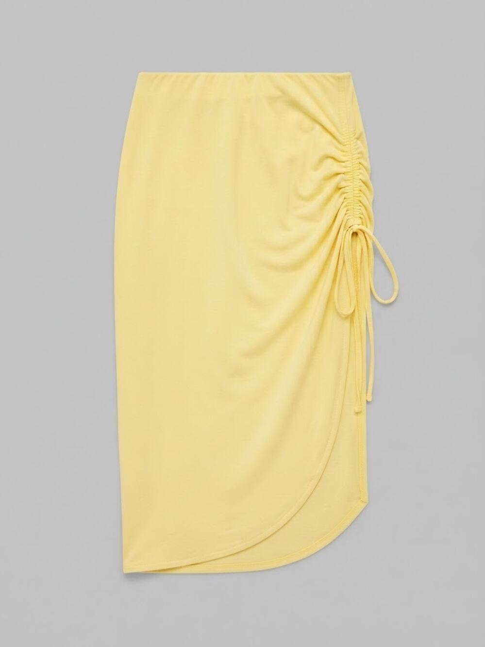 Open Edit Womens Skirt Size Small Yellow Ruched Side Slit Midi Casual Trendy